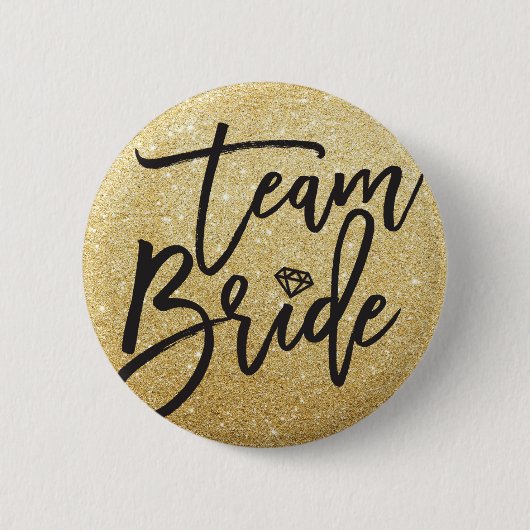 Badge Rond 5 Cm Team Bride Diamond Bridal Party Chic Gold Parties  (Devant)