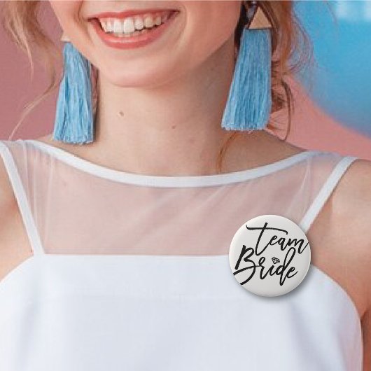 Badge Rond 5 Cm TEAM BRIDE Diamond Bride Party Mariage élégant