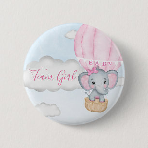 Badge Rond 5 Cm Team Girl Elephant Balloon Baby shower