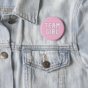 Badge Rond 5 Cm Team Girl Pink Baby Genre Reveal Party