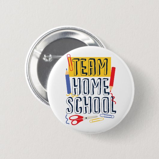 Badge Rond 5 Cm Team Homeschool Enseignant de quarantaine (Devant & derrière)