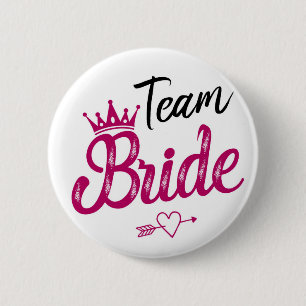 Badge Rond 5 Cm Team le blanc de jeune mariée avec la couronne