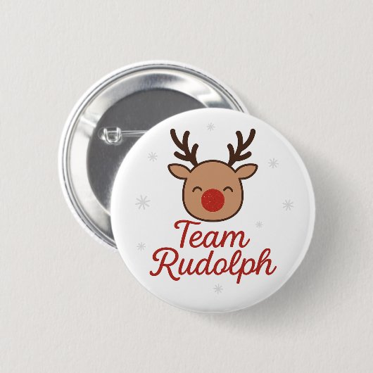 Badge Rond 5 Cm Team Rudolph Funny Cute Christmas (Devant & derrière)