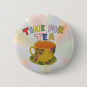Badge Rond 5 Cm Teatime pour une tasse de thé (Devant)