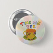 Badge Rond 5 Cm Teatime pour une tasse de thé (Devant & derrière)