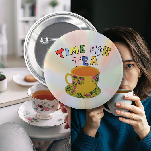 Badge Rond 5 Cm Teatime pour une tasse de thé