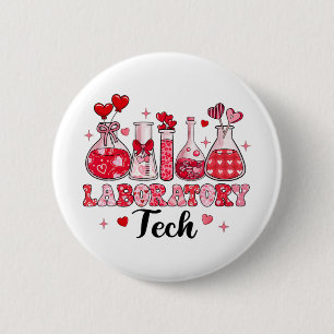 Badge Rond 5 Cm Tech Test Tube Leopard Hearts Saint Valentin