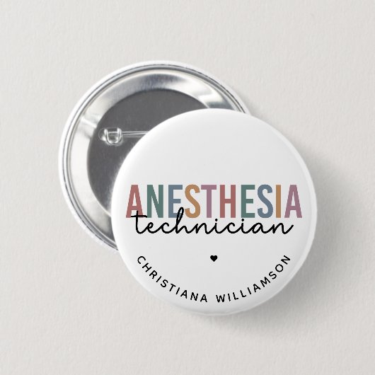 Badge Rond 5 Cm Technicien d'anesthésie personnalisée Technique d' (Devant & derrière)