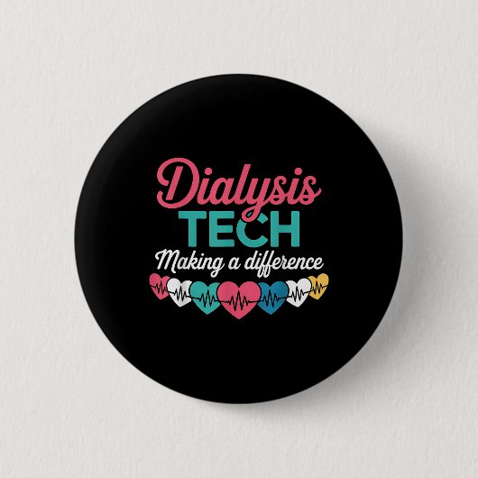 Badge Rond 5 Cm Technicien de dialyse faisant une différence Cœur (Devant)