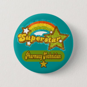 Badge Rond 5 Cm Technicien de pharmacie de superstar