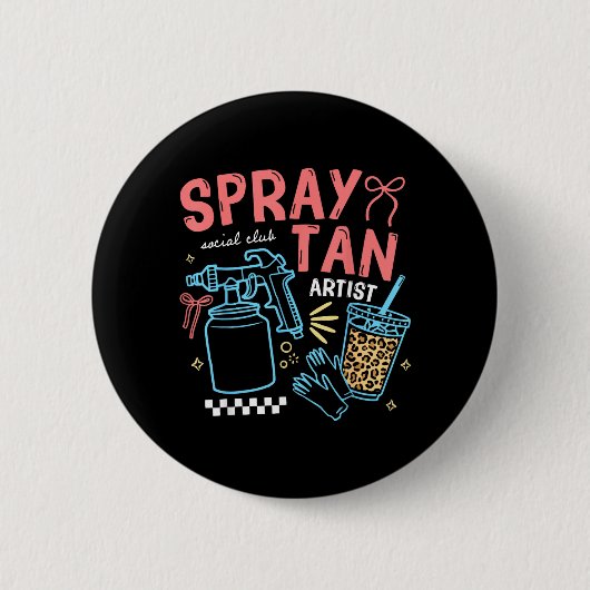 Badge Rond 5 Cm Technicien en bronzage par pulvérisation Tech Retr (Devant)