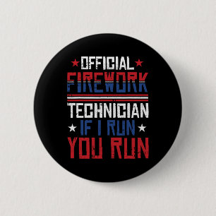 Badge Rond 5 Cm Technicien en feux d'artifice 4 juillet drôle Usa