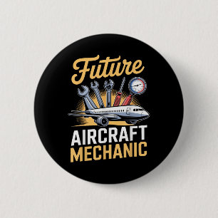 Badge Rond 5 Cm Technicien en maintenance aéronautique Futur mécan
