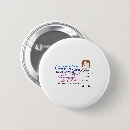Badge Rond 5 Cm Technicien en pharmacie (Devant & derrière)