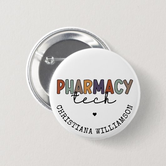 Badge Rond 5 Cm Technicien en pharmacie sur mesure (Devant & derrière)
