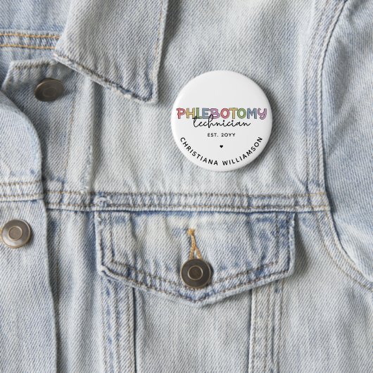 Badge Rond 5 Cm Technicien en pharmacie sur mesure PBT Phlebotomie (En situation)