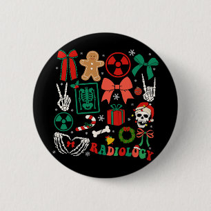 Badge Rond 5 Cm Technicien en radiologie de Noël Coquette Bow X-ra