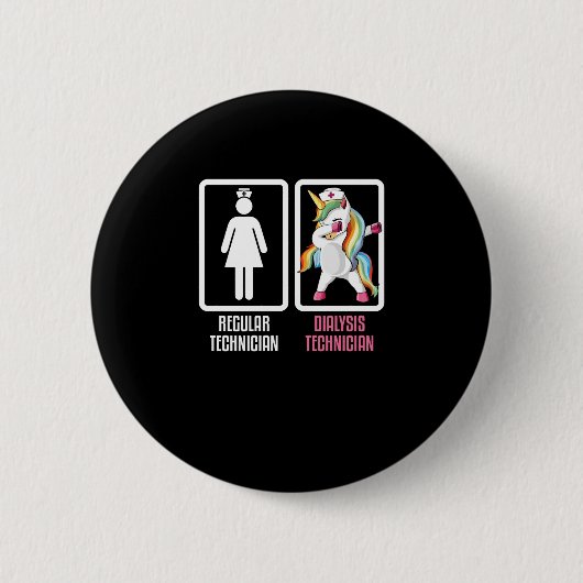 Badge Rond 5 Cm Technicien Régulier Vs Dabbing Dialyse Unicorne (Devant)