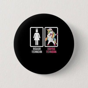 Badge Rond 5 Cm Technicien Régulier Vs Dabbing Dialyse Unicorne