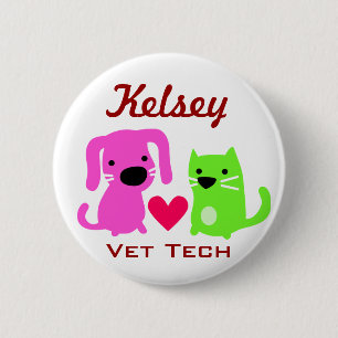 Badge Rond 5 Cm Technologie de chat de chien et de vétérinaire de