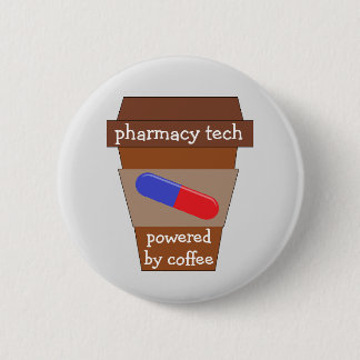 Badge Rond 5 Cm Technologie Pharmaceutique Alimentée Par Café