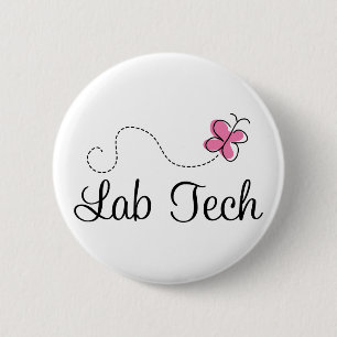 Badge Rond 5 Cm Technologie rose mignonne de laboratoire de