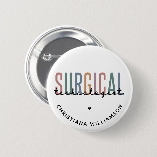 Badge Rond 5 Cm Technologue chirurgical personnalisé Technologue c (Devant & derrière)