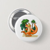 Badge Rond 5 Cm Techo orange sur une recherche d'île de mystère (Devant & derrière)