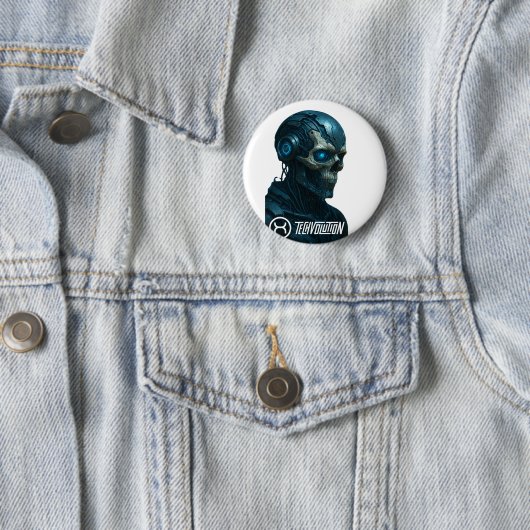 BADGE ROND 5 CM TECHVOLUTION - CYBORG SKULL (En situation)