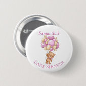 Badge Rond 5 Cm Teddy Bear Adventure Baby shower de ballons (Devant & derrière)