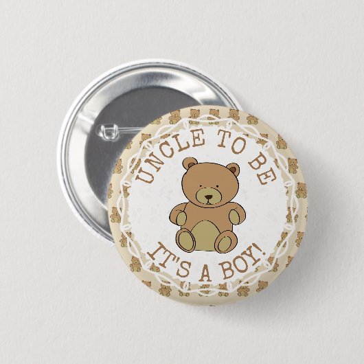 Badge Rond 5 Cm Teddy Bear It a Boy Button (Devant & derrière)