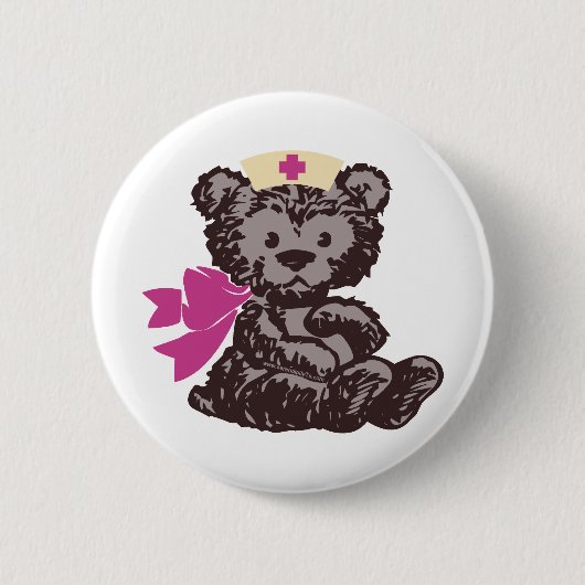 Badge Rond 5 Cm Teddy Bear Nurse (Pink) (Devant)