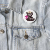 Badge Rond 5 Cm Teddy Bear Nurse (Pink) (En situation)