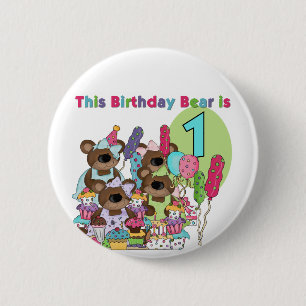 Badge Rond 5 Cm Teddy Bear Party 1st Birthday tshirts et cadeaux