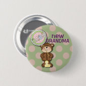 Badge Rond 5 Cm Teddy Bear rose et vert (Devant & derrière)
