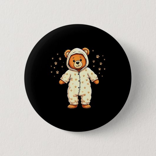 Badge Rond 5 Cm Teddy Bear Wearing Pajamas (Devant)