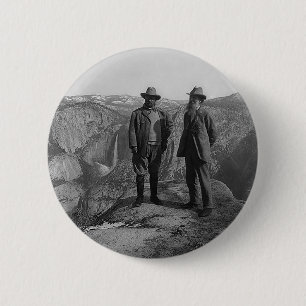 Badge Rond 5 Cm Teddy Roosevelt et John Muir dans Yosemite
