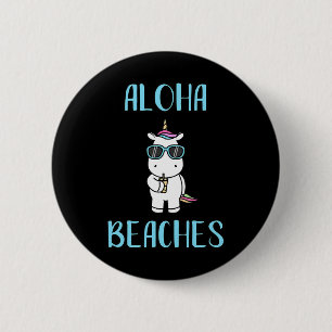 Badge Rond 5 Cm Tee Aloha Plages Licorne Cool Idée Cadeau Vacances
