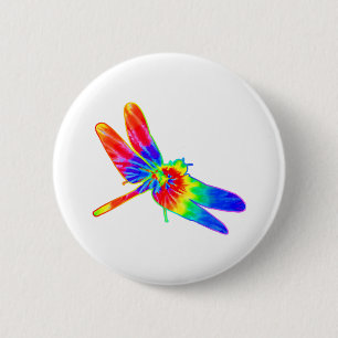 Badge Rond 5 Cm Tee de dragonfly Dye arc-en-ciel