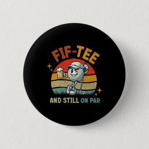 Badge Rond 5 Cm Tee Retro Cinquante Golf Fête d'anniversaire 50e a