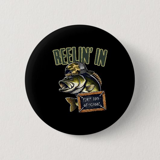 Badge Rond 5 Cm Teen Boys Fishing Reeling In First Day Of School B (Devant)