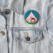 Badge Rond 5 Cm Teepee de camping fille Lapin (En situation)