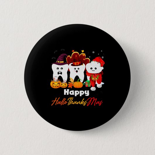 Badge Rond 5 Cm Teeth Hallothanksmas Halloween Thanksgiving Christ (Devant)