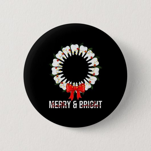 Badge Rond 5 Cm Teeth Smile Be Merry And Bright Dental Dentist Chr (Devant)