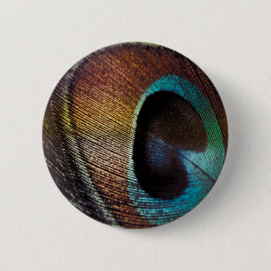 Badge Rond 5 Cm Teinte Antique Oeil de Plume de Paon