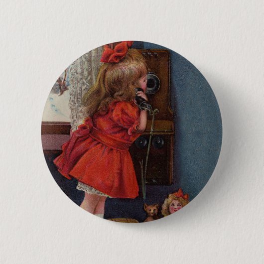 Badge Rond 5 Cm Téléphone de Noël (Devant)