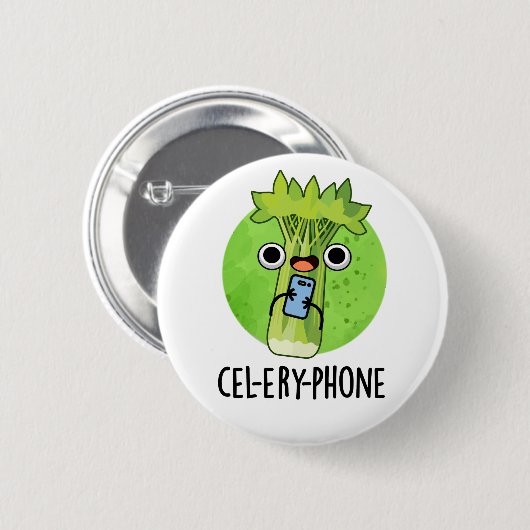 Badge Rond 5 Cm Téléphone Funny Celery Veggie Pun (Devant & derrière)
