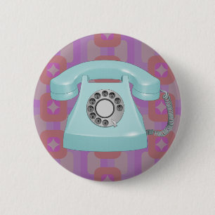 Badge Rond 5 Cm Téléphone Rétro à Cadran