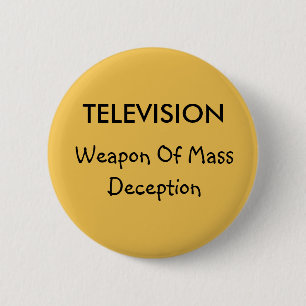 Badge Rond 5 Cm Télévision et bouton de tromperie