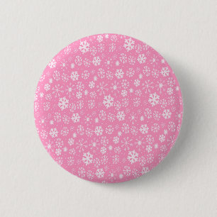 Badge Rond 5 Cm Tempête de flocons de neige en rose pastel